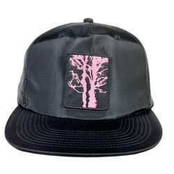 Vans Off The Wall Patch Logo Pink Tree Black Snapback Hat Cap Skateboarding