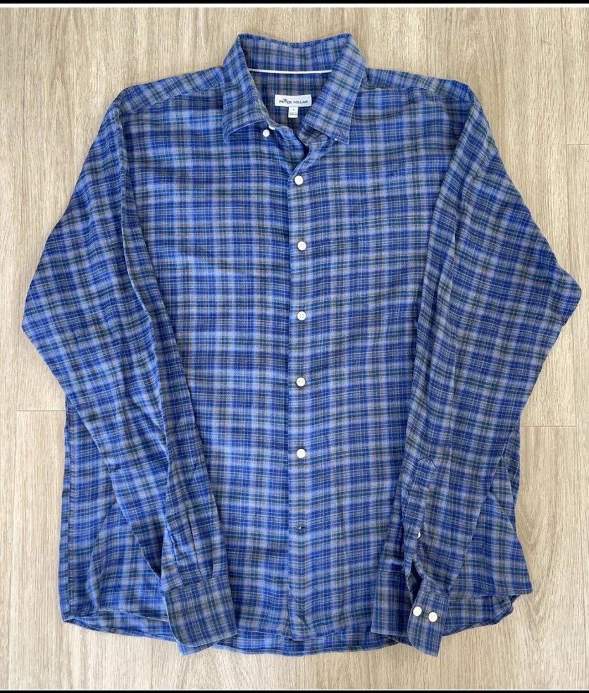 Peter Millar Shirt Mens L Plaid Button Down Long Sleeve Casual Shirt