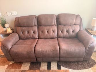 Brown faux leather sofa reclining sofa and armchair set