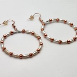 Rose Gold And Pearl Hoops