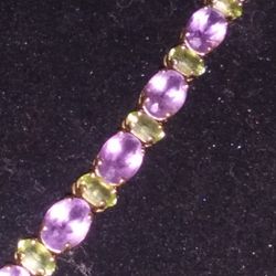14k Gold .peridot Amethyst 8 In 9 Gram