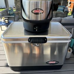 Coleman SS Steel Belted 54 Quart Cooler & SS Water Jug