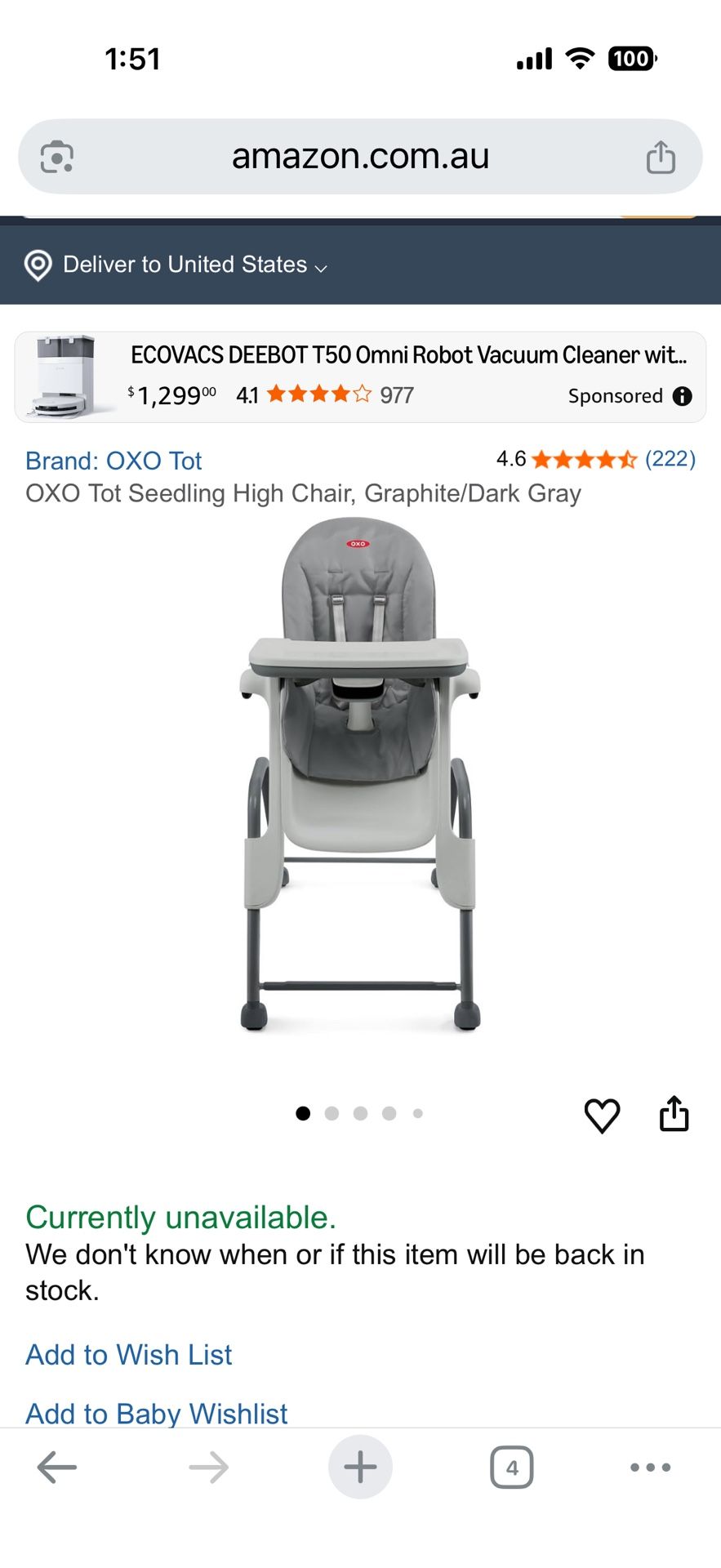OXO Baby-Toddler Chair Excellent Condition $50 Obo Gray Cover