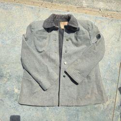 Peck & Peck Wool Jacket Womens Large Gray Button Front Fifth Avenue New York Vintage Style