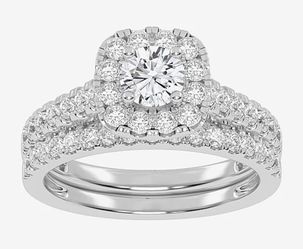 💍 1 CT Diamond Bridal Wedding Ring Set – White Gold
