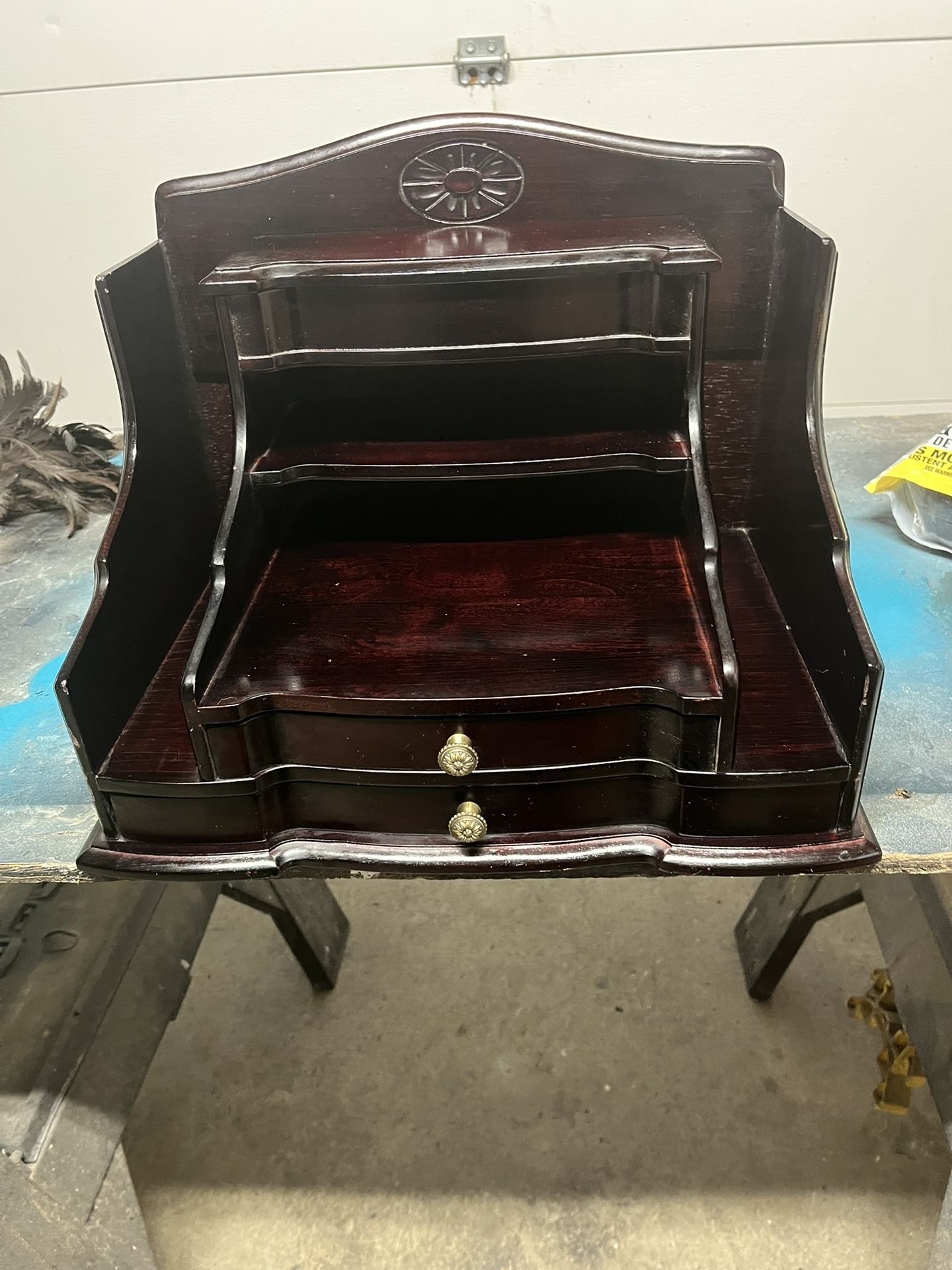Vintage Bombay Company mahogany desk top or Dresser organizer