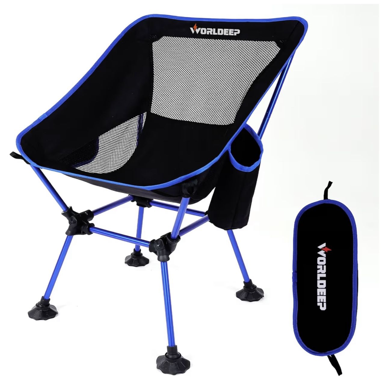 Camping Folding Chair. Supports 400 Pounds With Pockets And Anti-Sinking Feet