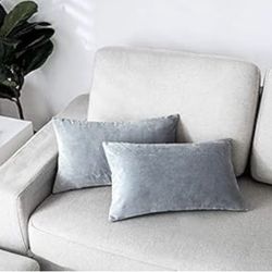 Velvet Lumbar Pillow Cover, 12" × 20", 2 Pack  Color Gradient Luxury Home Decorative Throw  Pillow Covers for Bed Couch Sofa, Super Soft Cozy  Rectang