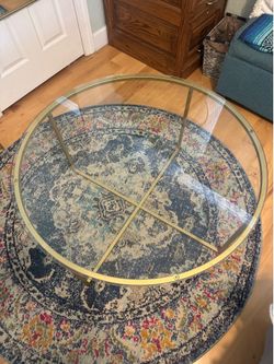 Gold metal glass living room table