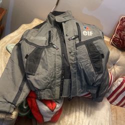 Elf racing motorcycle jacket Grey/Black Size L Used/good Condition. No Rips