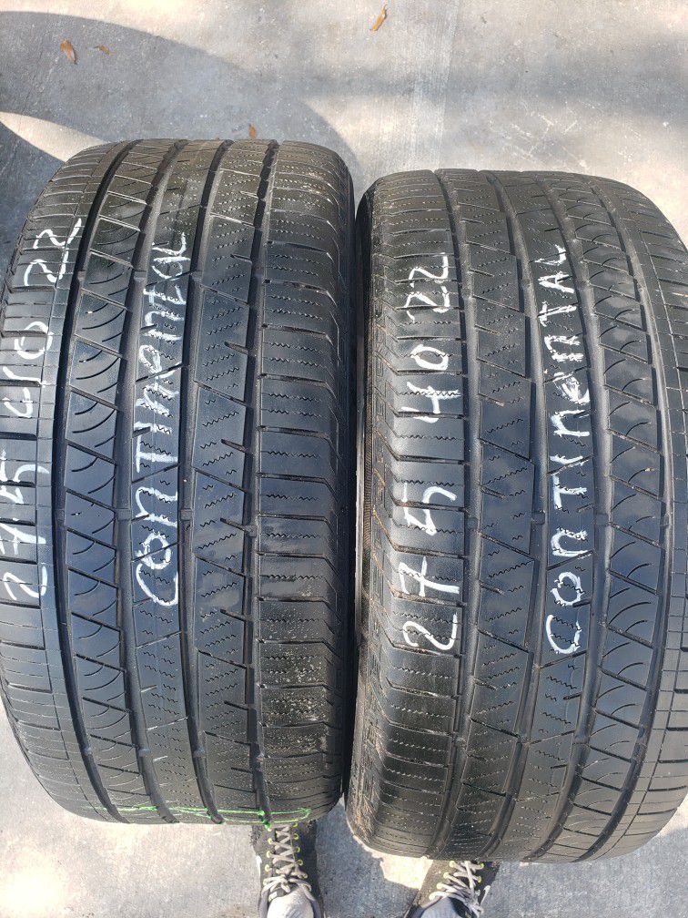 2 Used Tires 275 40 22 Continental 