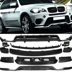 Fits 11-13 BMW X5 E70 LCI Aero Full Kit Front Rear Bumper Lip Spoiler 13Pcs PP