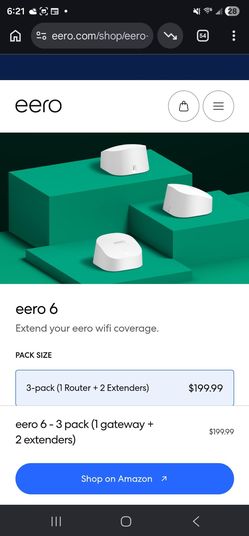EERO 6 wifo rputer and 2 extenders internet networl mesh