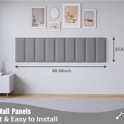  9 Panels Tufted Fabric Headboard