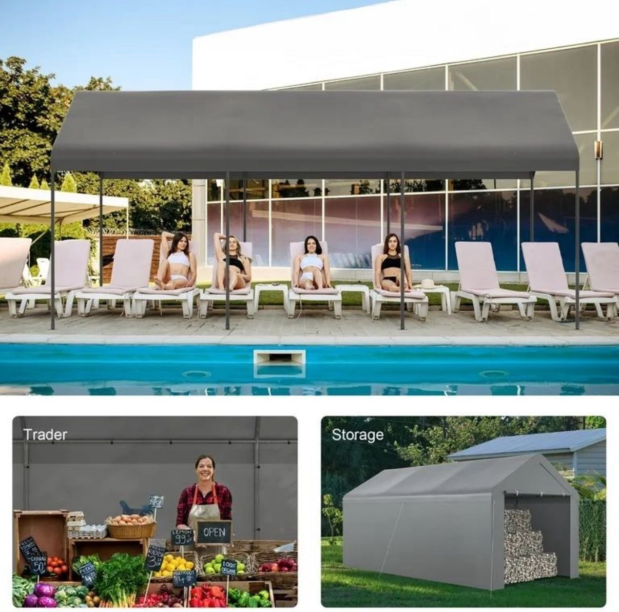 Carport 10x20 Dark Grey