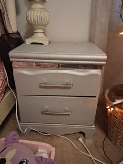 Silver night stand with two drawers