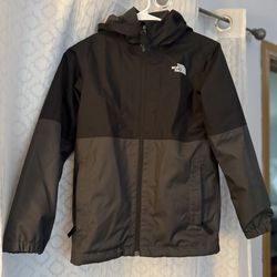 Kids North Face Insulated Jacket Black/Grey 10/12