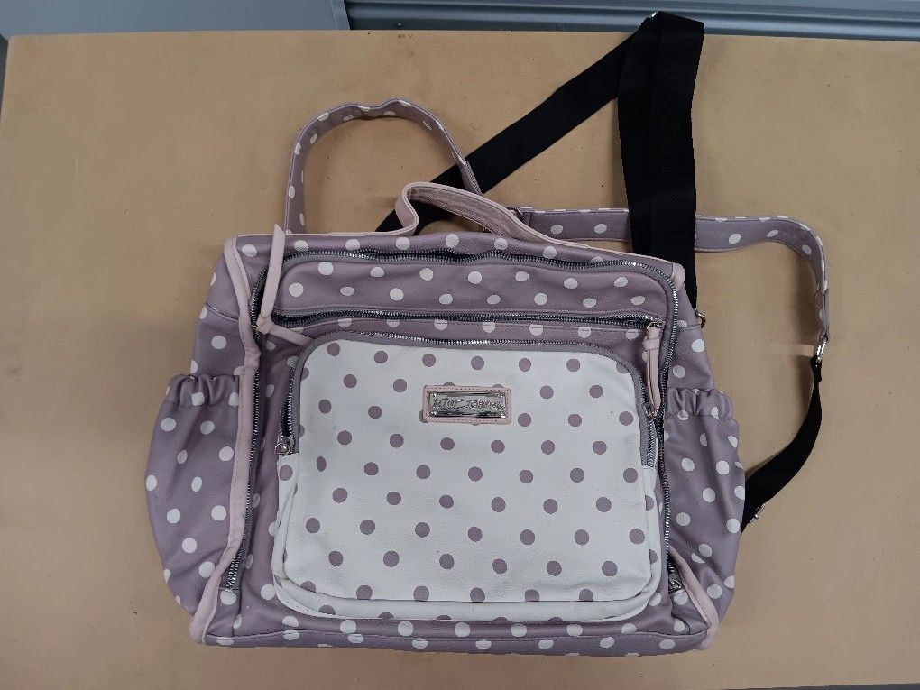 Betsey Johnson Purple and white polka dot diaper bag