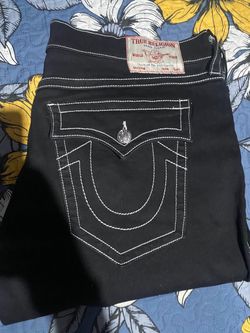 True Religion Black Jeans with White Stitching
