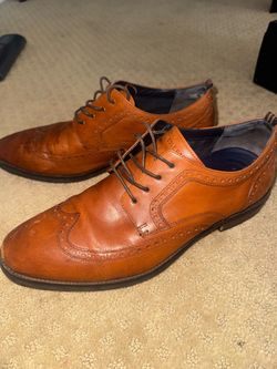 Cole Haan Tan Leather Wingtip Oxford Dress Shoes size 10