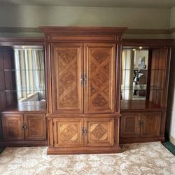 Thomasville Lighted TV hutch Wooden Cabinet