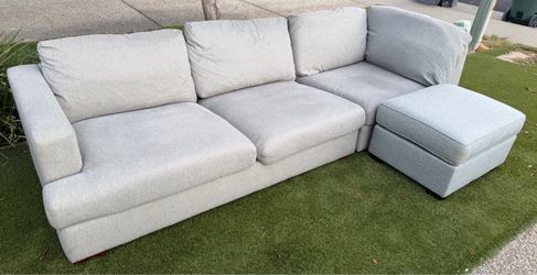 RC Willey Gray Deep Seat Sofa + Ottoman
