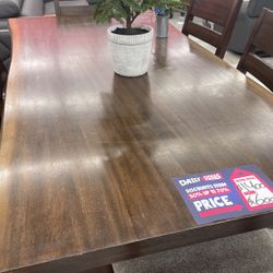 Large Wooden Brown Dining Table 