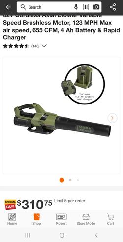 Green Machine 62V Cordless Axial Leaf Blower