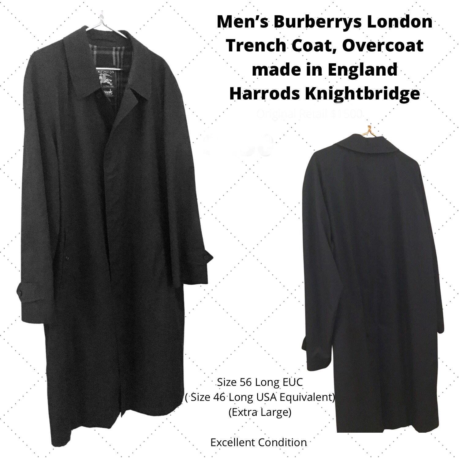 Men’s Blue Trench Coat BURBERRYS LONDON Trench coat, raincoat, overcoat, Made in England, Harrods Knightsbridge T