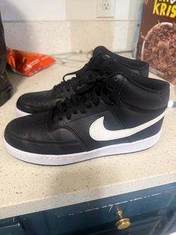 Nike Mid-Top Leather Sneakers Black White 9.5 men like new