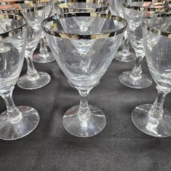 12 Platinum Rim Crystal Glasses 