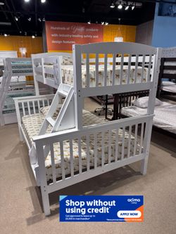 Twin Full White Bunkbed With Orthopedic Mattress Included!!