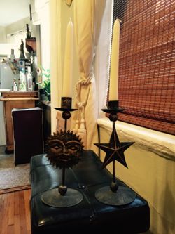 Sun and moon candle stick holders metal