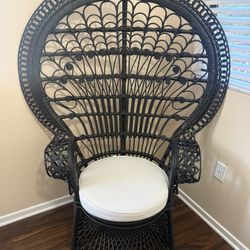 Black Rattan Peacock Chair 