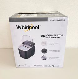 NEW Whirlpool Countertop Ice Maker WHCI26VBA3A: 26 lb Daily Production, 2 Ice Sizes