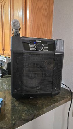 Karaoke speaker with microphone