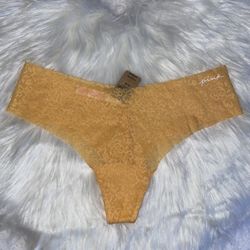 PINK Lace Thong Underwear Orange 