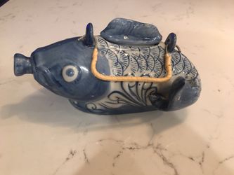 Hand Painted Koi Fish Teapot or Saki-Vintage