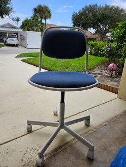 IKEA Orfjall Swivel Desk Chair Blue White Adjustable Rolling Office Task Chair