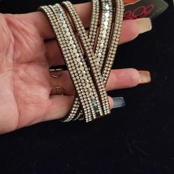 Clear And Brown Double Wrap Bracelet 
