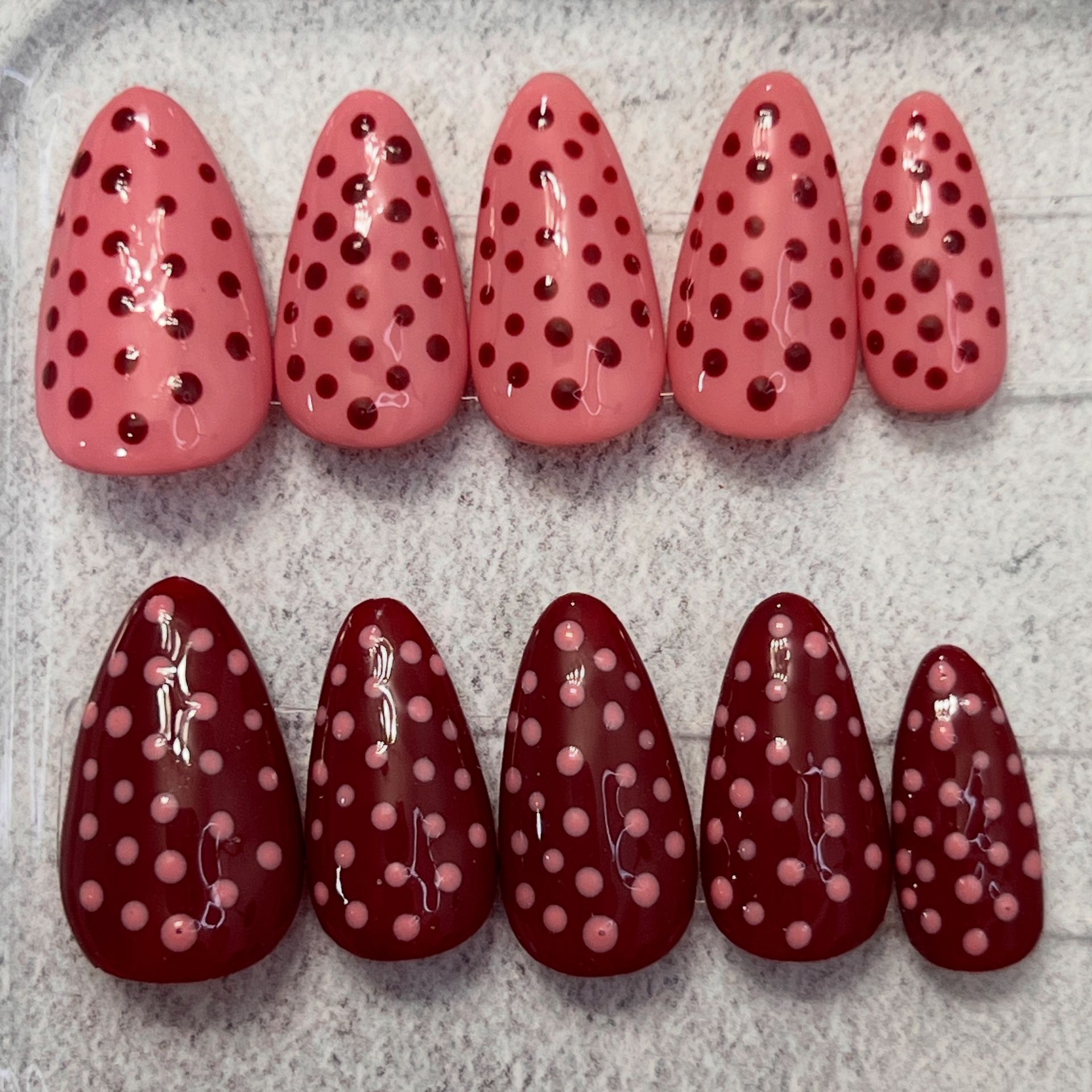 polka dots press on nails