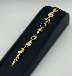 Jewelry 14k solid yellow beach style cap flip flops bracelet 7.00” 11.80grams 7.00mm