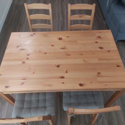 IKEA Dining Table with 4 Cushioned Chairs – Great Condition