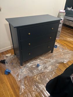 3-Drawer Dresser Navy Blue with Gold Knobs