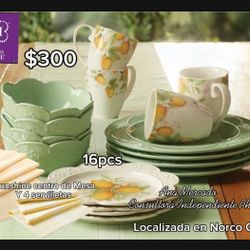 Princess House Vajilla Limoncello Y Menta Platos Dinnerware