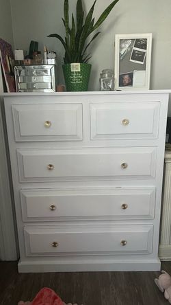 Large lavender dresser with gold knobs