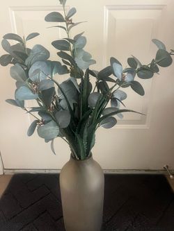 Faux aloe & eucalyptus plant in vase