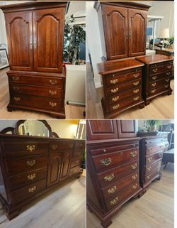 Ethan Allen King Bed Set Nightstands Armoire Dresser