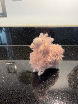 Lincolnshire Fenn Crafts Cute Fluffy Pink Sheep Stuffed Handmade Needle Felted 5x5”