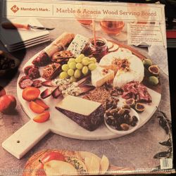 Extra Large Marble & Wood Serving Board